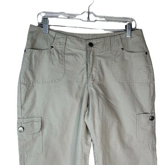 Lee Womens Cropped Capri Cargo Pants Tan Beige Pockets Size 9M New - Picture 3 of 12